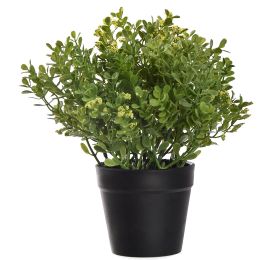 PLASTIC LEAVES IN POT 20CM GREEN