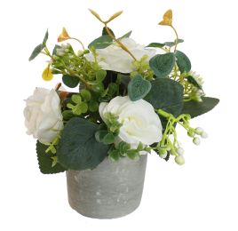 ROSE IN POT 17CM CREAM