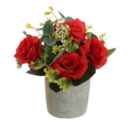 ROSE IN POT 17CM RED