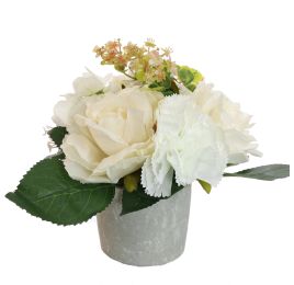 ROSE CARNATION IN POT 17CM CREAM