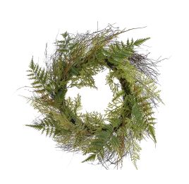 LARGE FERN WREATH 55CM GREEN