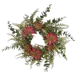 SUCCULENT WREATH 50CM RED