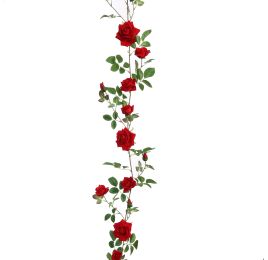 VELVET ROSE GARLAND 180CM RED