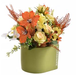 MIXED BUSH IN GREEN POT 24CM YELLOW