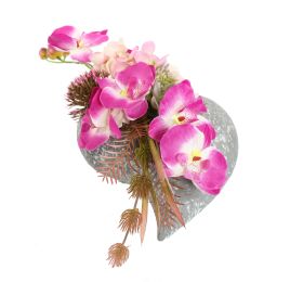 ORCHID ALLIUM IN HEART POT 36X14CM LAVENDER