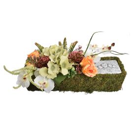 ROSE ORCHID ARR IN MOSS PLANTER 42X20CM PEACH CREAM