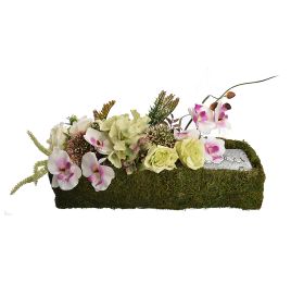 ROSE ORCHID ARR IN MOSS PLANTER 42X20CM PINK GREEN