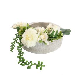 ROSE HYDRANGEA IN WREATH PLANTER 25X11CM CREAM GREEN