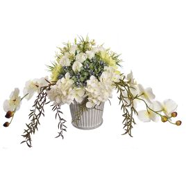 ORCHID GERBERA ROSE ARR IN POT 27X50CM CREAM
