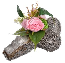 ROSE/CALLA ARRANGEMENT ON MOSS CROSS PINK
