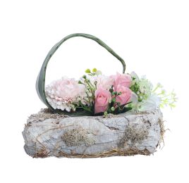 MUM ROSE ON BARK MOSS SQUARE 20X20X20CM CREAM PINK