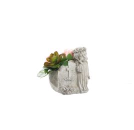 ROSE THISTLE ARR IN ANGEL PLANTER 16X16X16CM PINK
