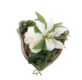 ROSE LILY ARR IN HEART 20X20X18CM CREAM