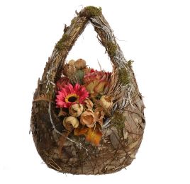 BALL ROSE GERBERA ARR IN OVAL PLANTER 25X37X20CM MAUVE