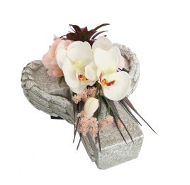 ROSE ORCHID GERBERA IN CROSS PLANTER 22X12X18CM PINK