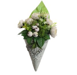 RANUNCULUS IN HANGING POT 36X17X10CM CREAM