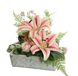 LILY ROSE ARR IN SQUARE PLANTER 35X30X30CM PINK