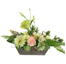 ZINNIA GERBERA ARR IN RECTANGLE 50X20X35CM PEACH