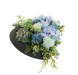 HYDRANGEA CARNATION ARR IN HEART PLANTER 14X23X23CM BLUE