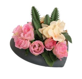 HYDRANGEA ROSE IN HEART 11X16X16CM PINK