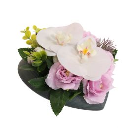 ROSE ORCHID IN HEART 11X16X16CM LILAC