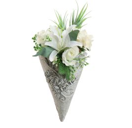 ROSE LILY ARR IN HANGING PLANTER 27X15X10CM CREAM