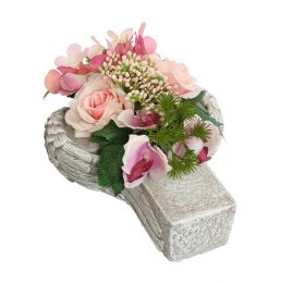 ROSE HYDRANGEA CROSS 24X12X18CM PINK