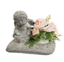 ORCHID ROSE ARR WITH ANGEL 15X18X12CM PEACH