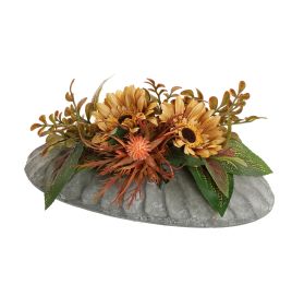 GERBERA IN OVAL POT 12X25X14CM OCRE