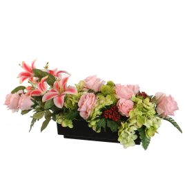 LILY ROSE ON PLASTIC POT 50X18X20CM PINK
