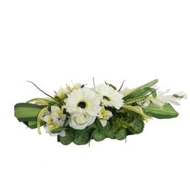 GERBERA ROSE ARR ON POT 55X19CM CREAM