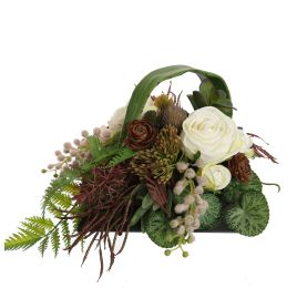 ROSE BUD ARR IN PLASTIC POT 30X18CM CREAM
