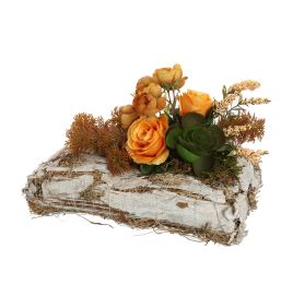 ROSE RANUNCULUS ON BARK MOSS BOOK 17X26X18CM RUST