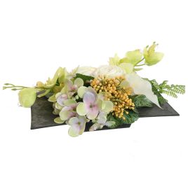 ORCHID ROSE ARR IN SQUARE PLANTER 35X15X15CM GREEN
