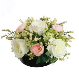 ROSE ARR IN ROUND POT DIA D33X20CM CREAM