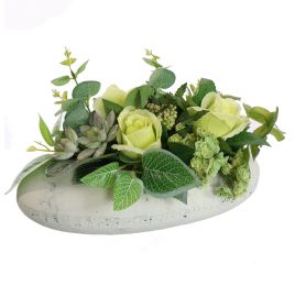 ROSE ARR IN OVAL PLANTER 32X15X20CM GREEN