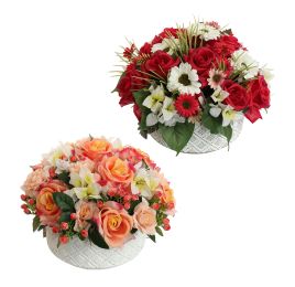 GERBERA ROSE ARR IN ROUND POT D42X26CM ASSORTED