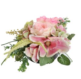 ROSE PEONY ARR IN ROUND TRAY D33X15CM ASSORTED