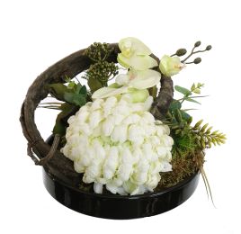 GIANT MUM IN ROUND POT D25X20CM CREAM
