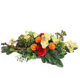 ROSE ORCHID ARR ON OVAL PLATE 40X15X14CM MIX