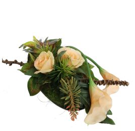 CALLA ROSE ARR ON OVAL PLATE 30X15X13CM ASSORTED
