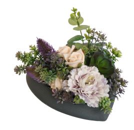 ROSE MINI MUM ARR IN HEART 17X12CM LAVENDER