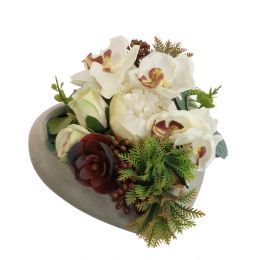 ORCHID BALL ROSE ARR IN HEART 17X15CM CREAM
