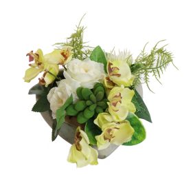 ROSE ORCHID ARR IN HEART 17X13CM GREEN