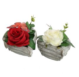 ROSE ARR IN HEART 15X10CM ASSORTED