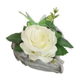 ROSE ARR IN HEART 15X10CM CREAM