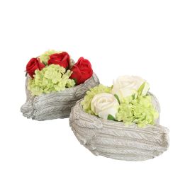ROSE SNOWBALL ARR IN HEART 13X9CM ASSORTED