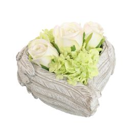 ROSE SNOWBALL ARR IN HEART 13X9CM CREAM