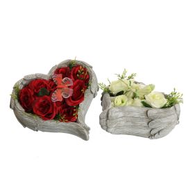 ROSE BUTTERFLY ARR IN HEART 22X11CM ASSORTED