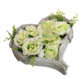 ROSE BUTTERFLY ARR IN HEART 22X11CM CREAM